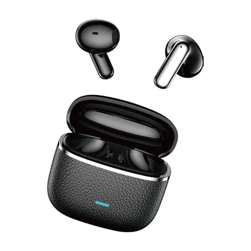 G25 semi-in-ear TWS earbuds and charging case on white background