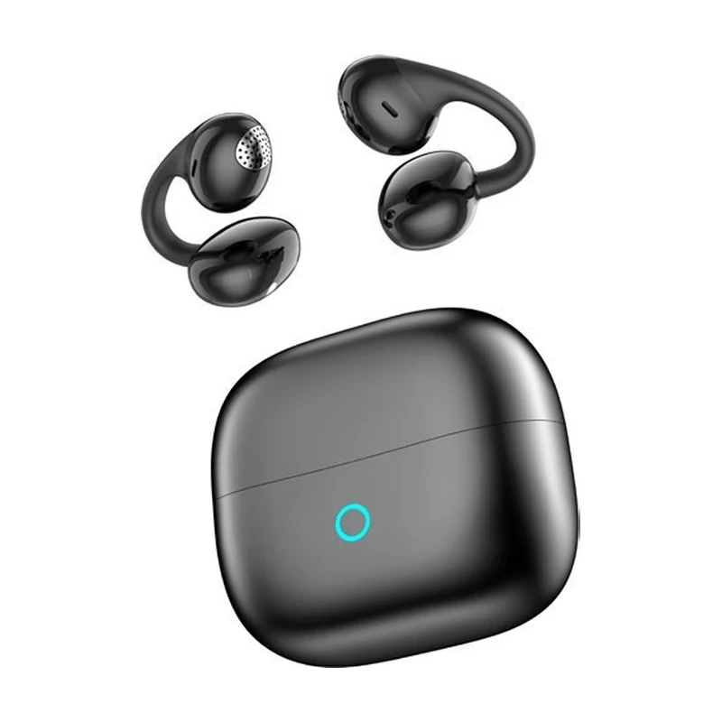 G37S open-ear clip TWS earbuds and charging case on white background