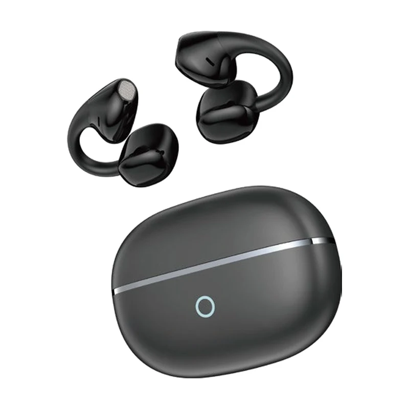 G43 open-ear clip TWS earbuds and charging case on white background