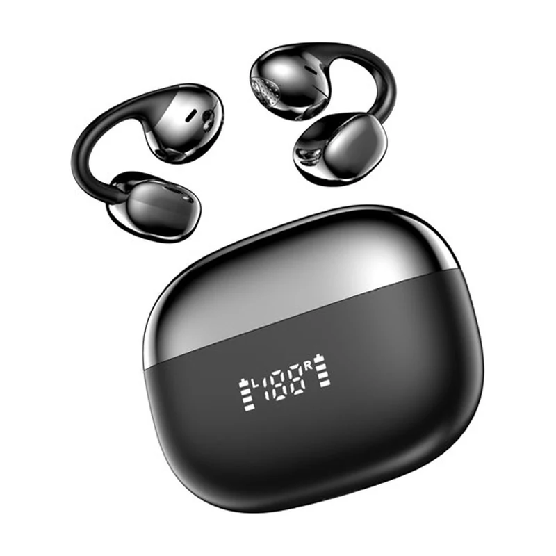 G62S open-ear clip TWS earbuds and charging case on white background