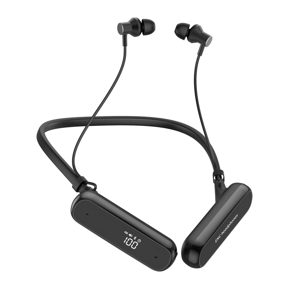 A19 wireless neckband earphone product image on white background