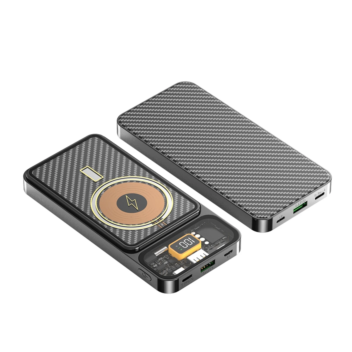Y163 wireless charging power bank on a white background